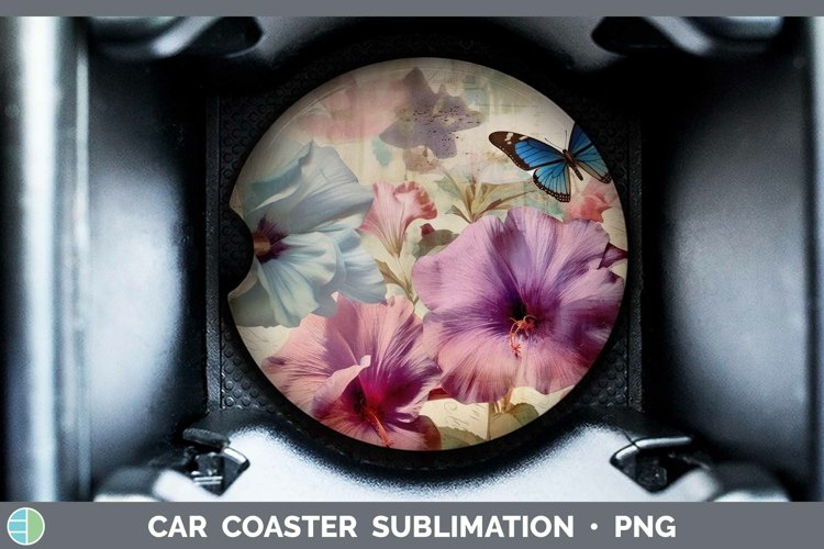 Vintage Decoupage Petunia Car Coaster Sublimation Coaster De