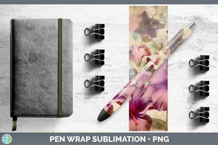 Vintage Decoupage Petunia Pen Wrap Sublimation Epoxy Pen Des