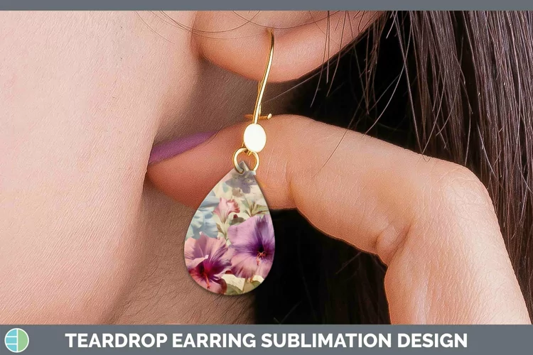 Vintage Decoupage Petunia Teardrop Earrings Sublimation Earr