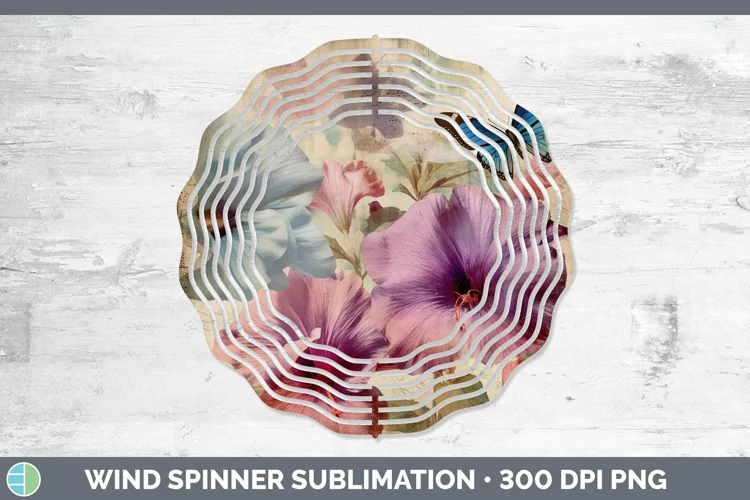 Vintage Decoupage Petunia Wind Spinner Sublimation Spinner D
