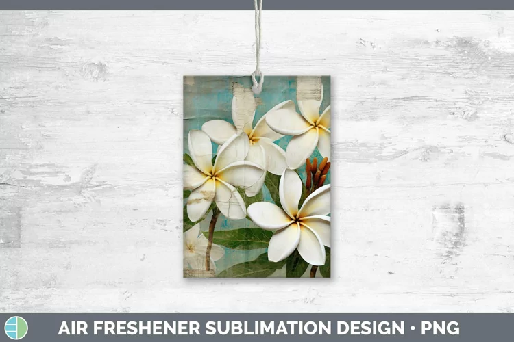 Vintage Decoupage Plumeria Air Freshener | Sublimation Car F
