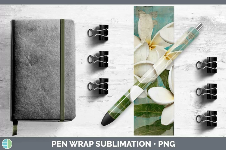 Vintage Decoupage Plumeria Pen Wrap | Sublimation Epoxy Pen
