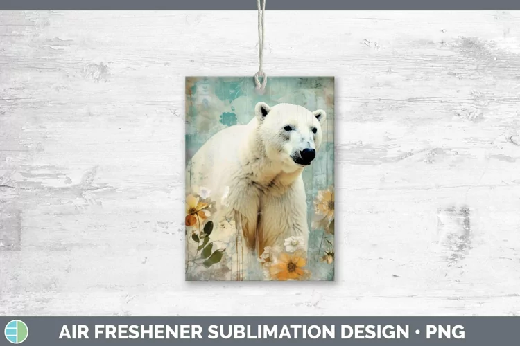 Vintage Decoupage Polar Bear Air Freshener Sublimation Car F