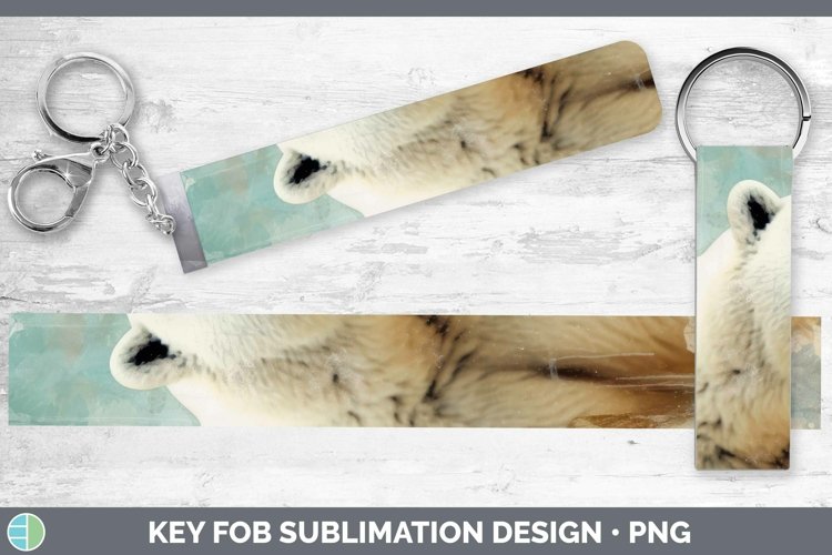 Vintage Decoupage Polar Bear Key Fob Sublimation Wristlet De