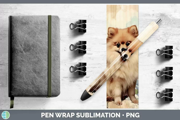 Vintage Decoupage Pomeranian Pen Wrap Sublimation Epoxy Pen