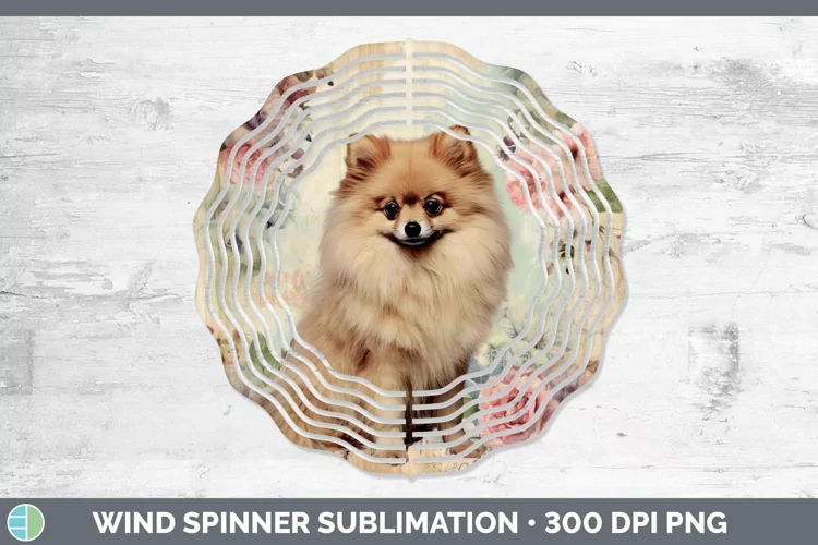 Vintage Decoupage Pomeranian Wind Spinner Sublimation Spinne
