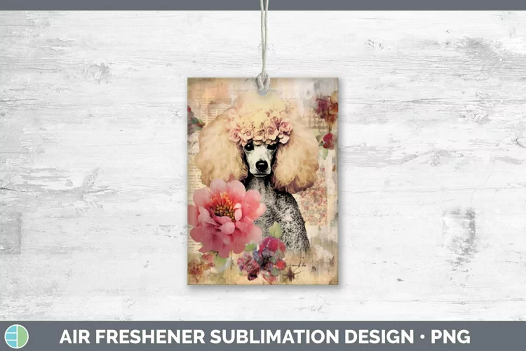 Vintage Decoupage Poodle Air Freshener | Sublimation Car Fre