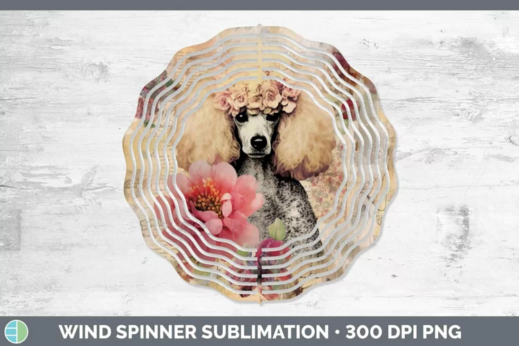 Vintage Decoupage Poodle Wind Spinner Sublimation Spinner De