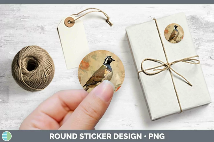 Vintage Decoupage Quail Stickers | Round Labels Designs