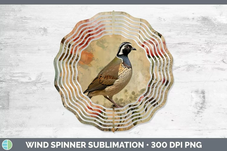 Vintage Decoupage Quail Wind Spinner Sublimation Spinner Des