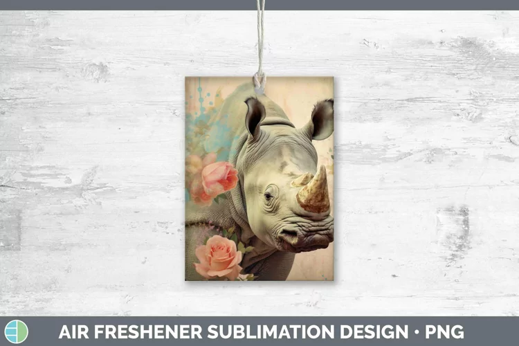 Vintage Decoupage Rhino Air Freshener Sublimation Car Freshe