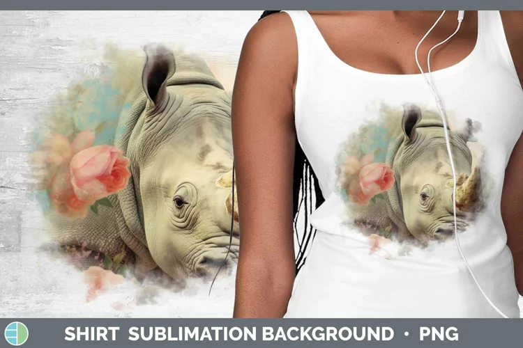 Vintage Decoupage Rhino Shirt Sublimation Sublimation Backgr