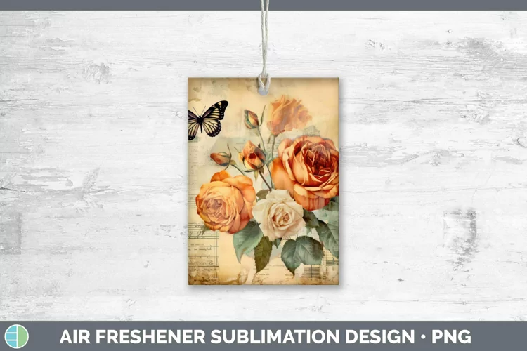 Vintage Decoupage Rose Air Freshener Sublimation Car Freshen