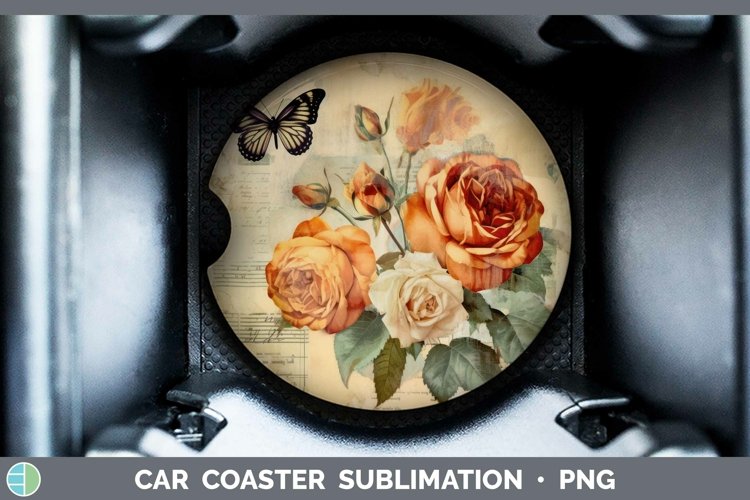 Vintage Decoupage Rose Car Coaster Sublimation Coaster Desig