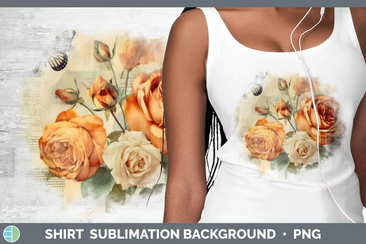 Vintage Decoupage Rose Shirt Sublimation Sublimation Backgro
