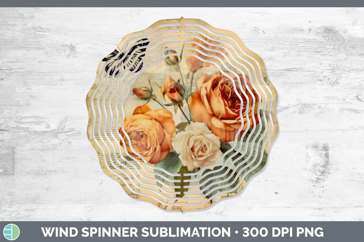 Vintage Decoupage Rose Wind Spinner Sublimation Spinner Desi