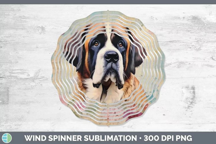 Vintage Decoupage Saint Bernard Wind Spinner Sublimation Spi