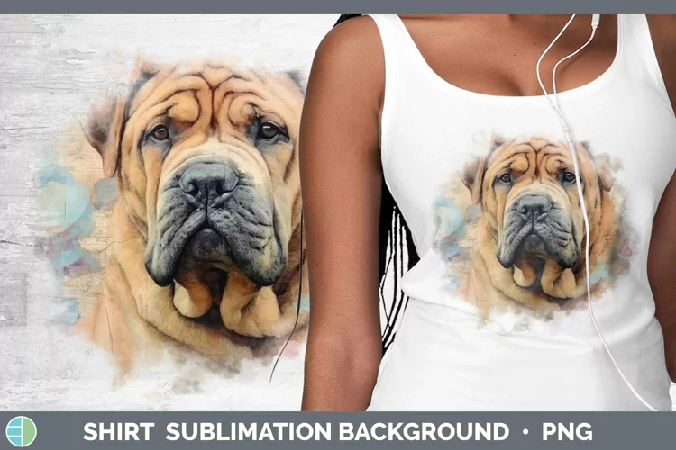 Vintage Decoupage Shar Pei Shirt Sublimation Sublimation Bac