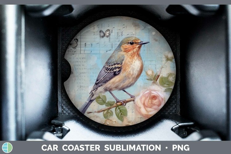 Vintage Decoupage Skylark Car Coaster Sublimation Coaster De