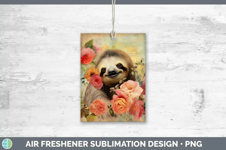 Vintage Decoupage Sloth Air Freshener Sublimation Car Freshe