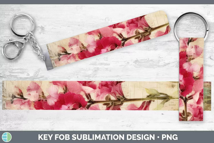 Vintage Decoupage Snapdragon Key Fob | Sublimation Wristlet