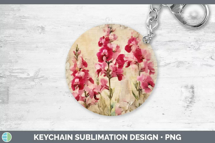 Vintage Decoupage Snapdragon Keychain | Sublimation Keyring