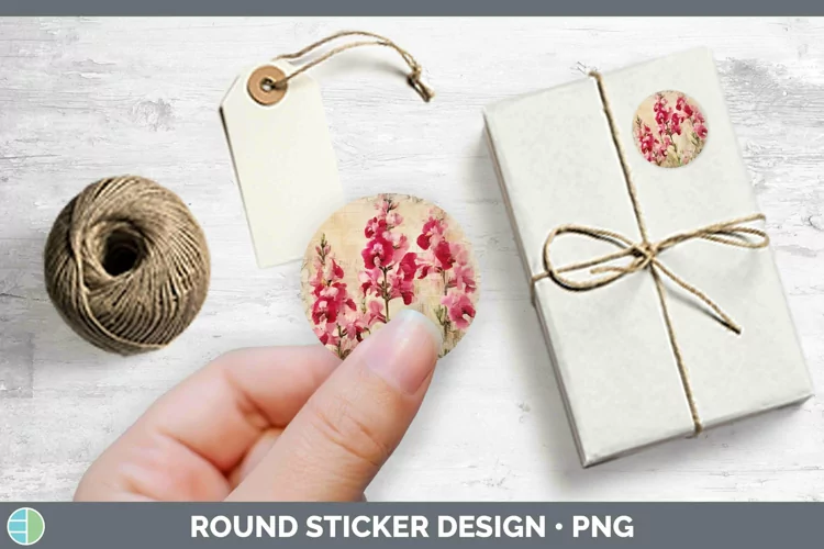 Vintage Decoupage Snapdragon Stickers | Round Labels Designs
