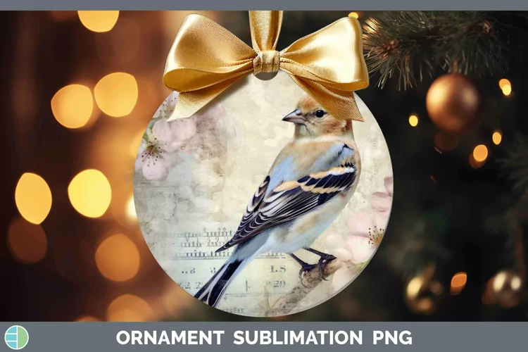 Vintage Decoupage Snow Bunting Ornament | Sublimation Bauble