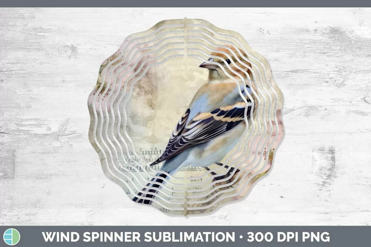 Vintage Decoupage Snow Bunting Wind Spinner Sublimation Spin