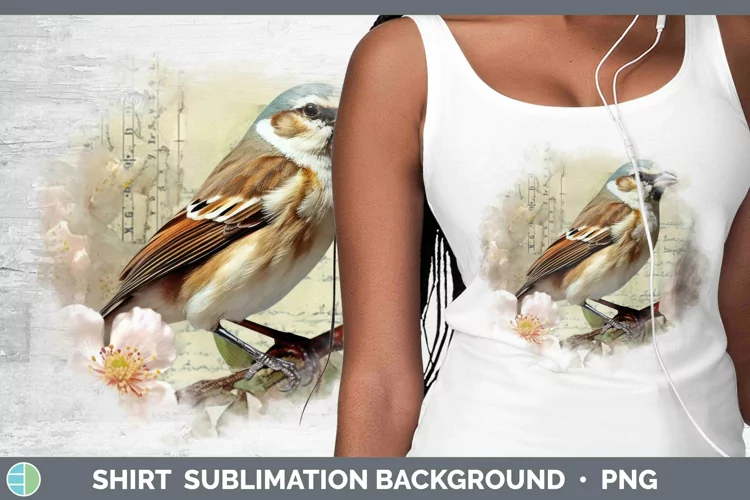 Vintage Decoupage Sparrow Shirt | Sublimation Sublimation Ba