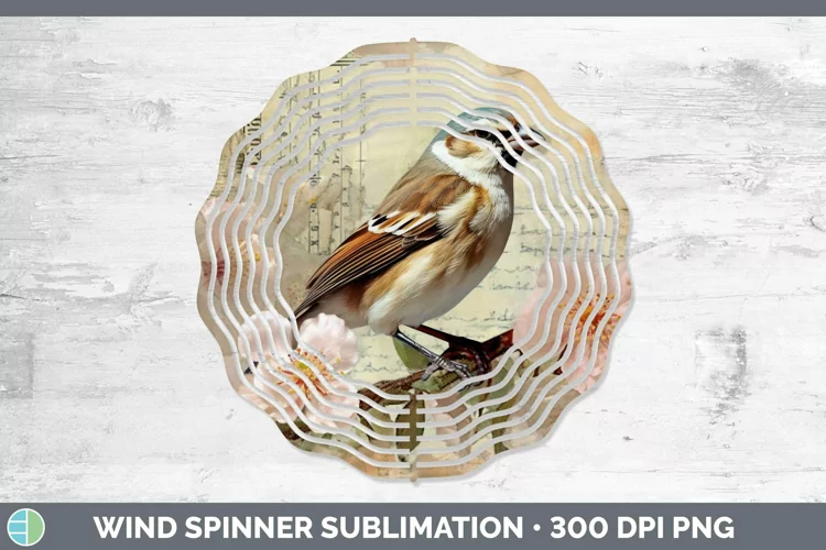 Vintage Decoupage Sparrow Wind Spinner Sublimation Spinner D