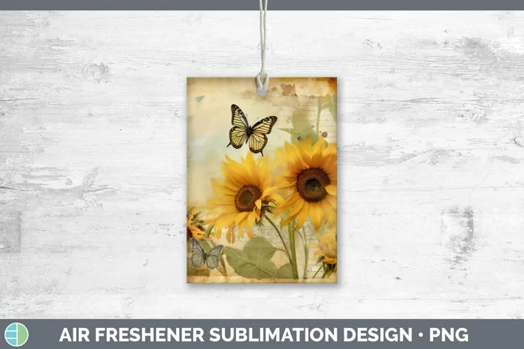 Vintage Decoupage Sunflower Air Freshener Sublimation Car Fr