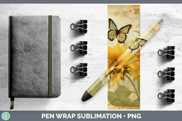 Vintage Decoupage Sunflower Pen Wrap Sublimation Epoxy Pen D