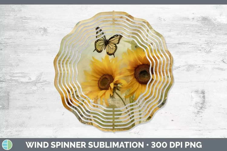 Vintage Decoupage Sunflower Wind Spinner Sublimation Spinner