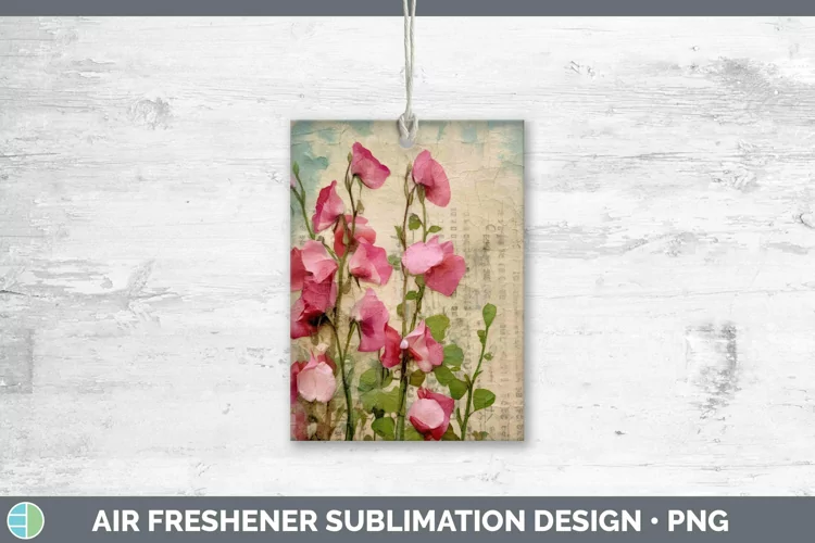 Vintage Decoupage Sweet Pea Air Freshener | Sublimation Car
