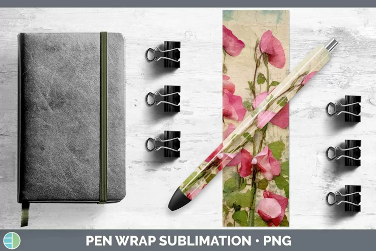 Vintage Decoupage Sweet Pea Pen Wrap | Sublimation Epoxy Pen