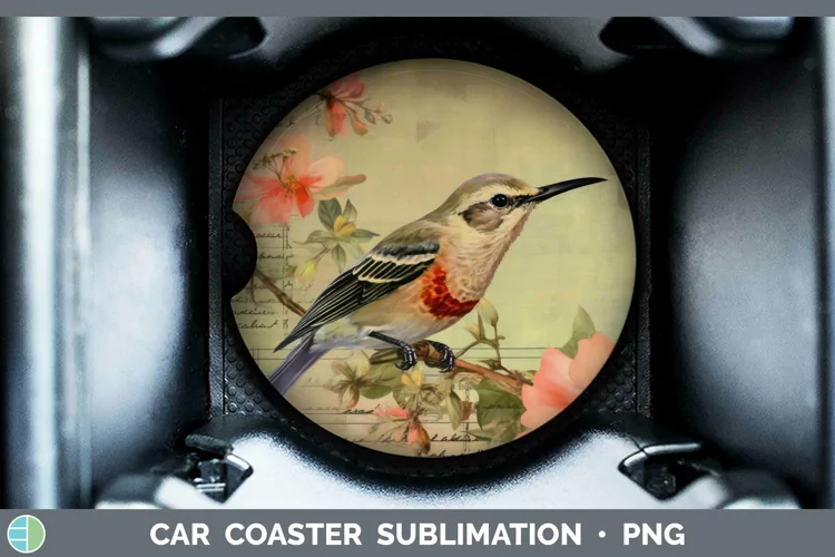 Vintage Decoupage Swift Car Coaster Sublimation Coaster Desi