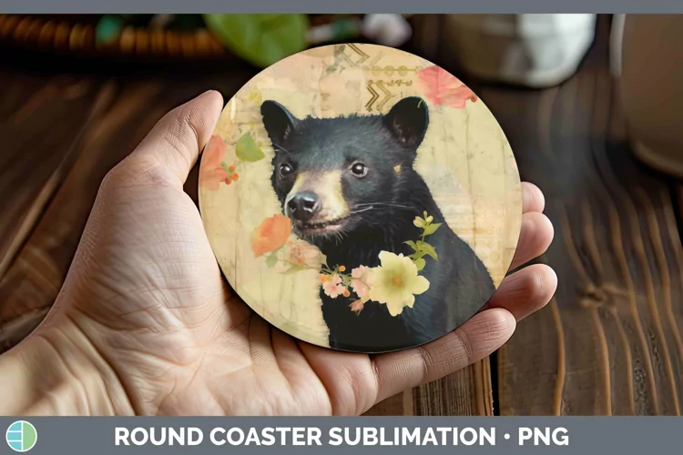 Vintage Decoupage Tasmanian Devil Round Coaster Sublimation