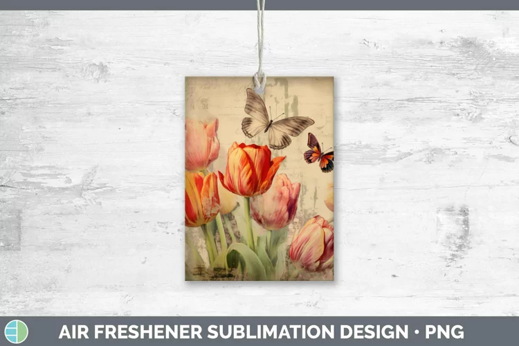 Vintage Decoupage Tulip Air Freshener Sublimation Car Freshe