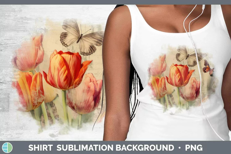 Vintage Decoupage Tulip Shirt Sublimation Sublimation Backgr