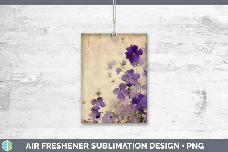 Vintage Decoupage Violet Air Freshener | Sublimation Car Fre