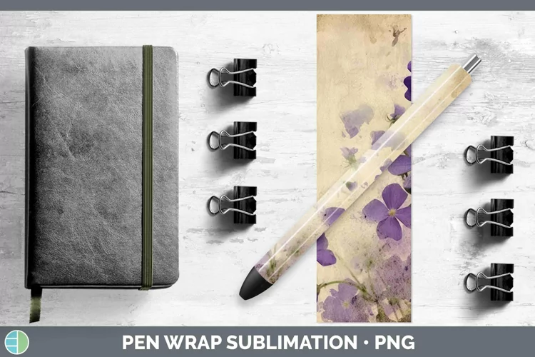 Vintage Decoupage Violet Pen Wrap | Sublimation Epoxy Pen De