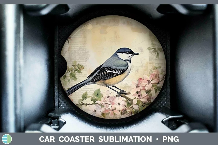 Vintage Decoupage Wagtail Car Coaster Sublimation Coaster De