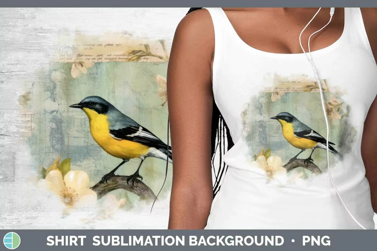 Vintage Decoupage Warbler Shirt | Sublimation Sublimation Ba