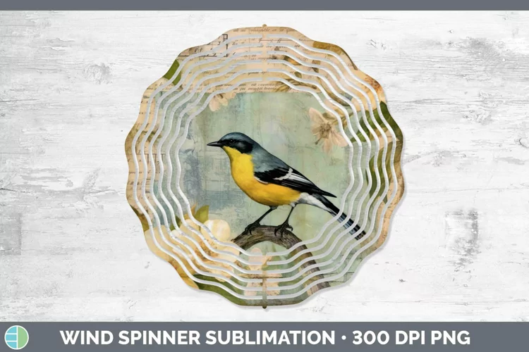 Vintage Decoupage Warbler Wind Spinner Sublimation Spinner D