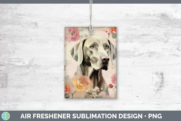 Vintage Decoupage Weimaraner Air Freshener | Sublimation Car