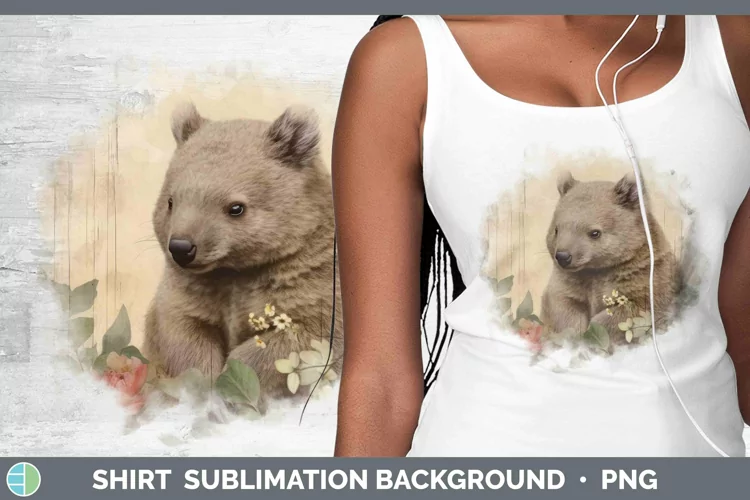 Vintage Decoupage Wombat Shirt Sublimation Sublimation Backg