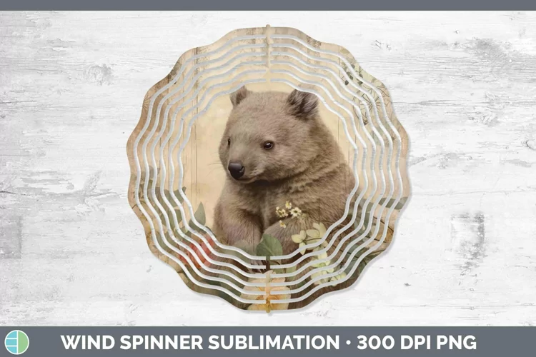 Vintage Decoupage Wombat Wind Spinner Sublimation Spinner De