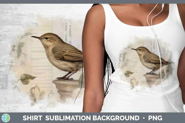 Vintage Decoupage Wren Shirt | Sublimation Sublimation Backg