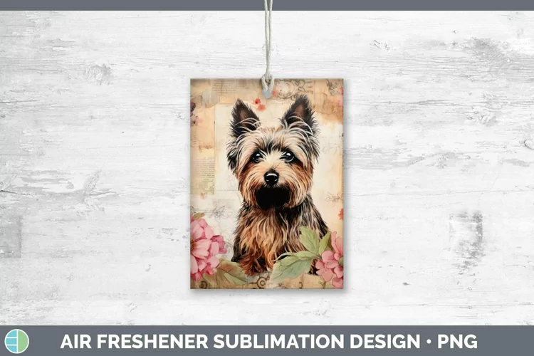 Vintage Decoupage Yorkshire Terrier Air Freshener | Sublimat